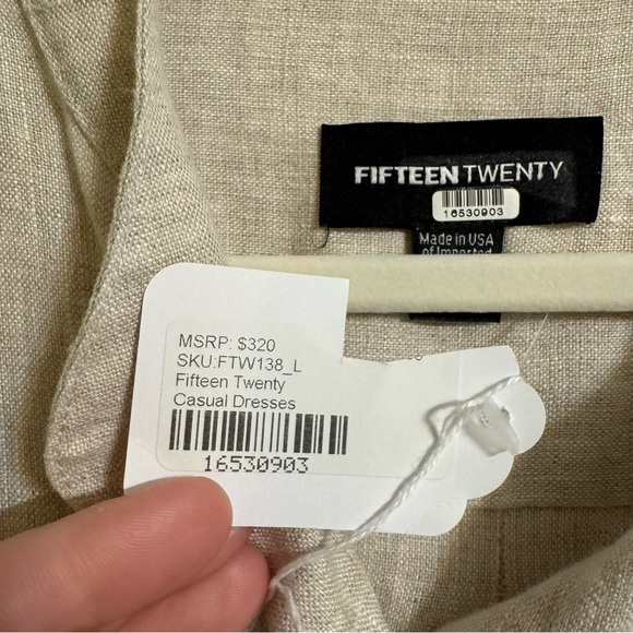 Fifteen Twenty Linen Oatmeal Color Midi Length Shirtdress Size Large - Picture 8 of 9
